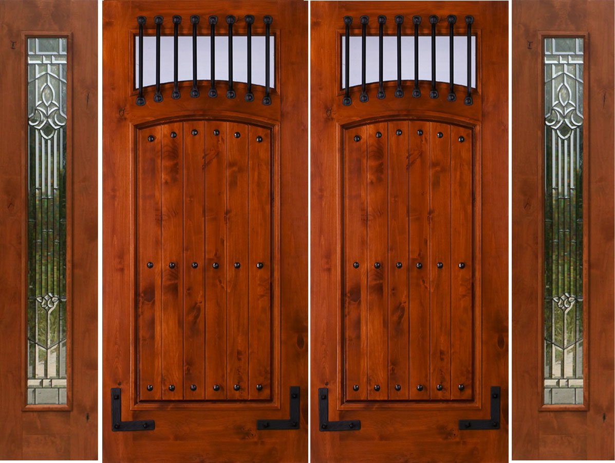sw64 knotty alder double door with two mystic sidelites